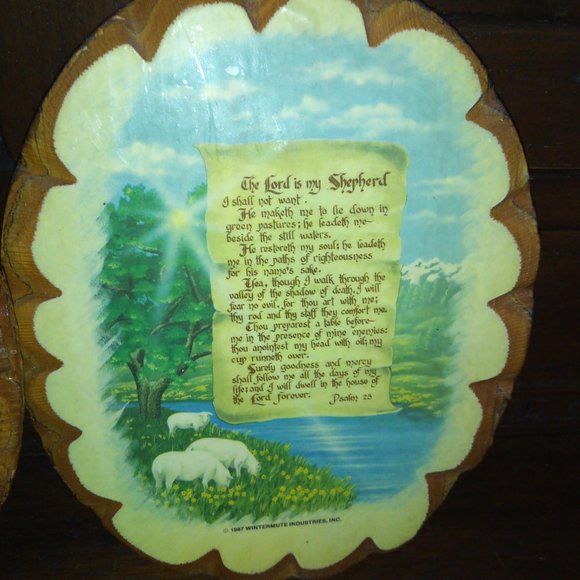 Vtg 1987 Wintermute 4 pc découpage Faith wall hangings Lord's Prayer Psalm 23 - Picture 7 of 12